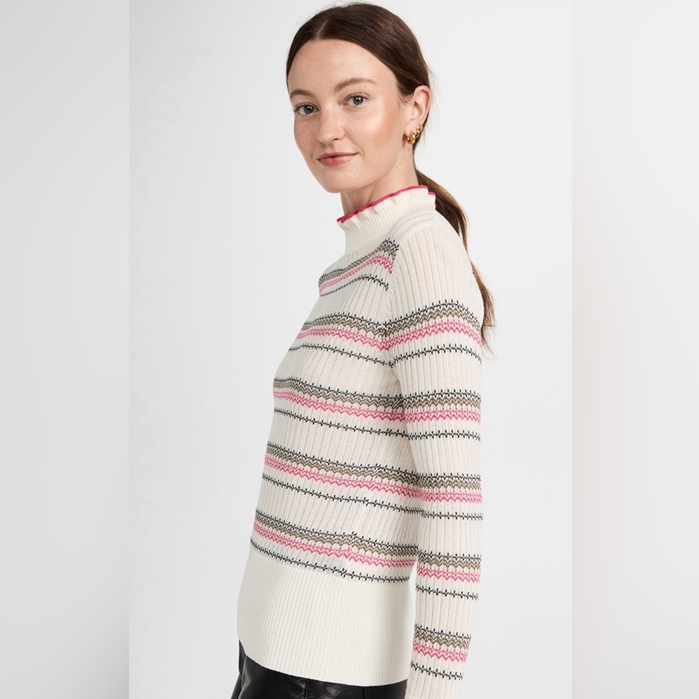 Anthropologie EUC Scotch & Soda fair isle mock neck ruffle sweater - size smalll